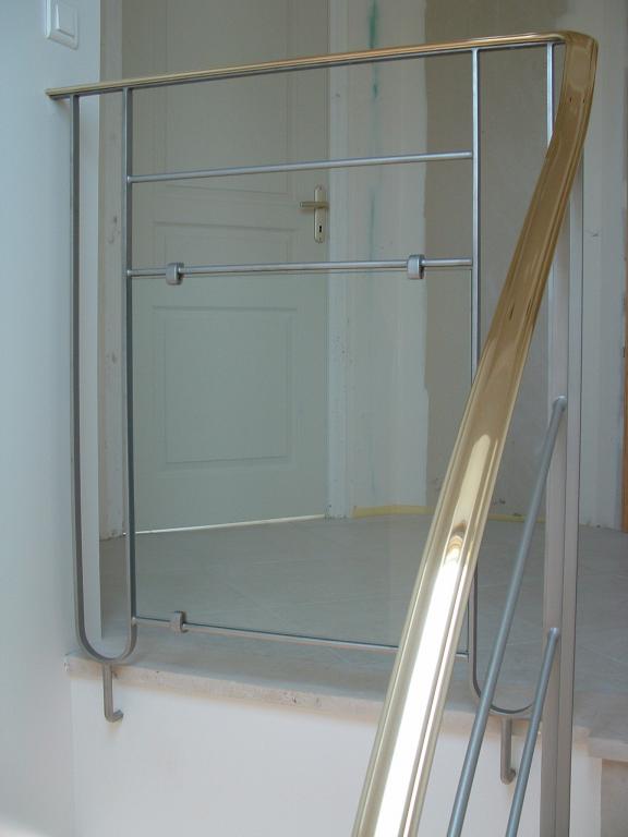 rampe inox microbillé, laiton poli