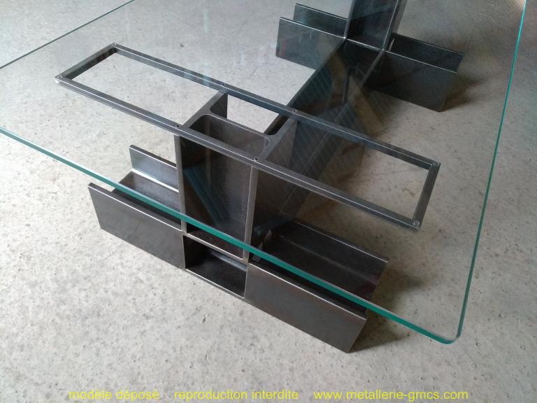 table basse type H vue avec vitrage 